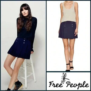 FREE PEOPLE Lover’s Lane Pleated Navy Blue Mini-Skirt Size 0